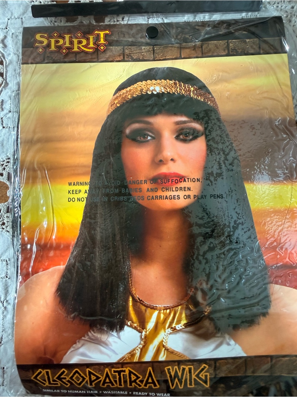 Spirit Cleopatra Wig in Black with Gold Headband Accent
